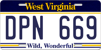WV license plate DPN669
