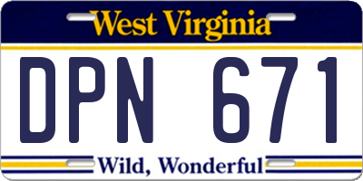 WV license plate DPN671