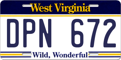 WV license plate DPN672