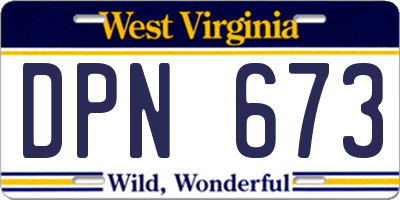 WV license plate DPN673