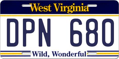 WV license plate DPN680