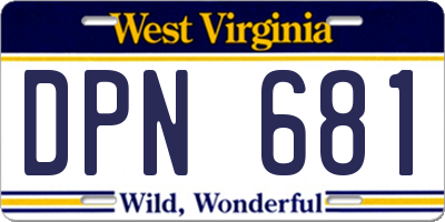 WV license plate DPN681