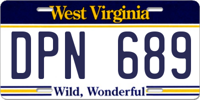 WV license plate DPN689