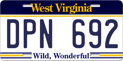 WV license plate DPN692