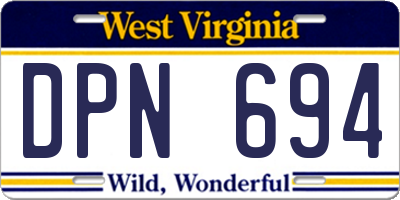 WV license plate DPN694