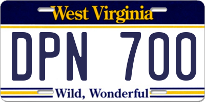 WV license plate DPN700