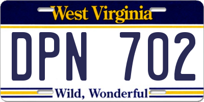 WV license plate DPN702