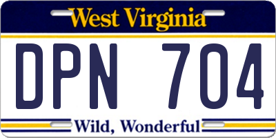 WV license plate DPN704