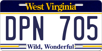 WV license plate DPN705