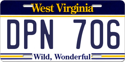 WV license plate DPN706