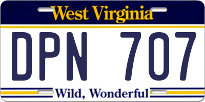 WV license plate DPN707