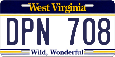 WV license plate DPN708