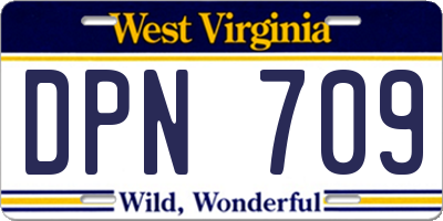 WV license plate DPN709