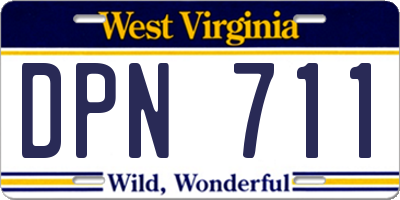 WV license plate DPN711