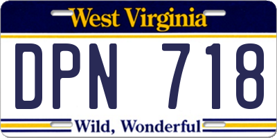 WV license plate DPN718