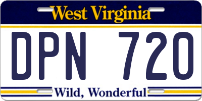 WV license plate DPN720