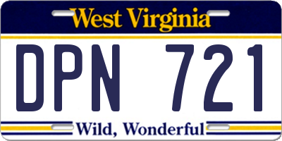 WV license plate DPN721