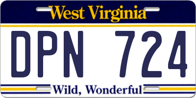 WV license plate DPN724