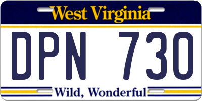 WV license plate DPN730