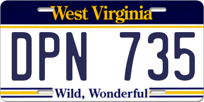 WV license plate DPN735