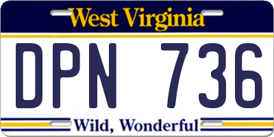 WV license plate DPN736