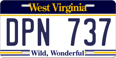 WV license plate DPN737