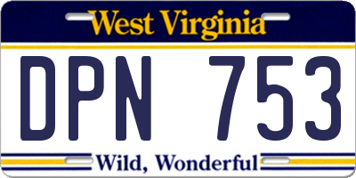 WV license plate DPN753