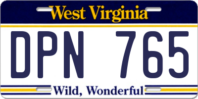 WV license plate DPN765