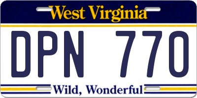 WV license plate DPN770