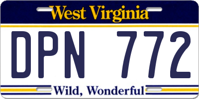 WV license plate DPN772