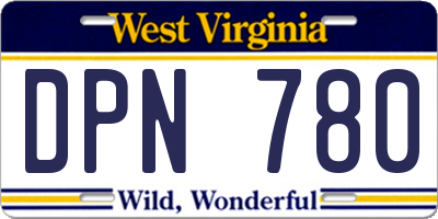 WV license plate DPN780
