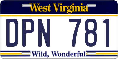 WV license plate DPN781