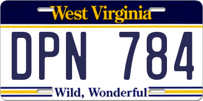 WV license plate DPN784