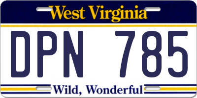 WV license plate DPN785