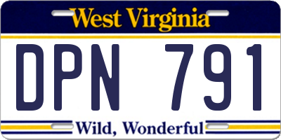 WV license plate DPN791