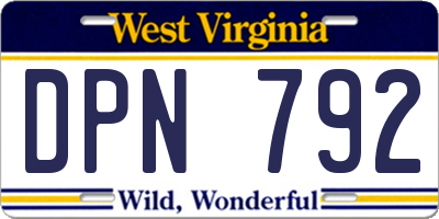 WV license plate DPN792