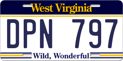 WV license plate DPN797