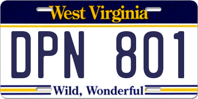 WV license plate DPN801