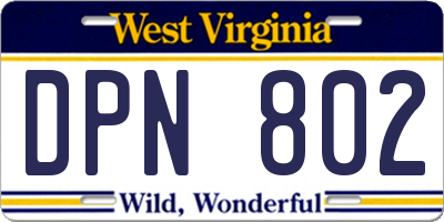 WV license plate DPN802