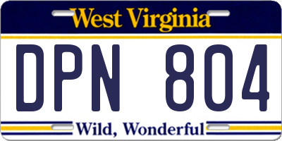 WV license plate DPN804