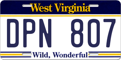 WV license plate DPN807