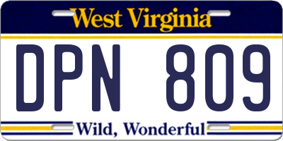 WV license plate DPN809