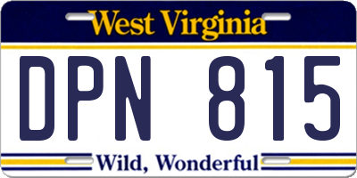 WV license plate DPN815