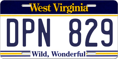WV license plate DPN829
