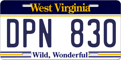 WV license plate DPN830