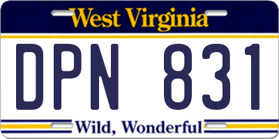 WV license plate DPN831