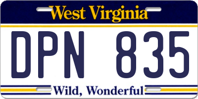 WV license plate DPN835
