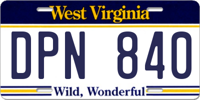 WV license plate DPN840
