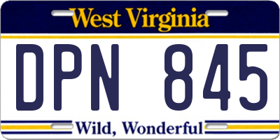 WV license plate DPN845