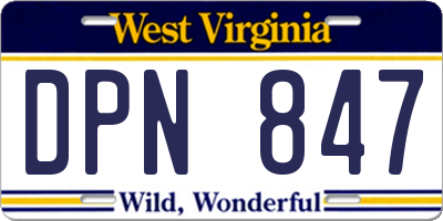 WV license plate DPN847